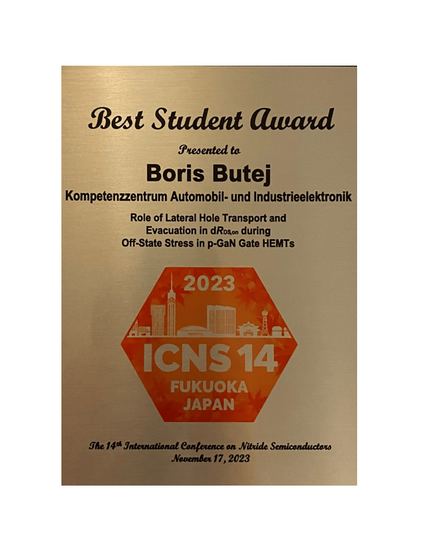 Best Student Award at ICNS-14 conference
